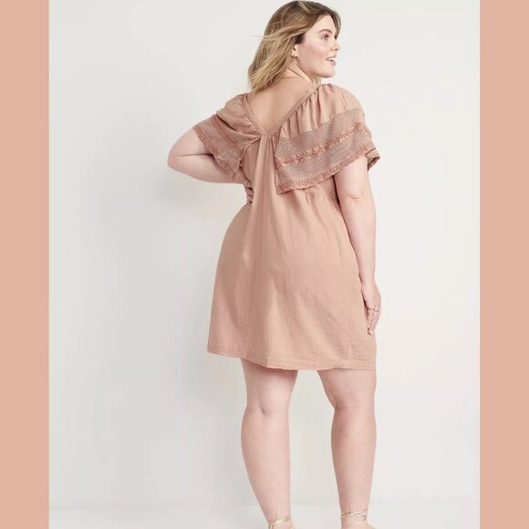 Old Navy | Flutter-Sleeve Tie-Back Mini Swing Dress | 3x - Picture 2 of 6
